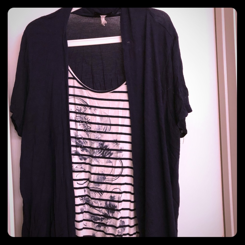 Blue & white casual top